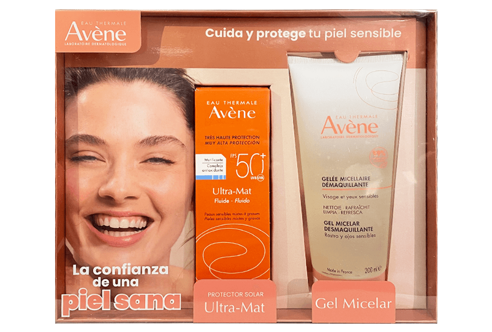 Kit Avene Solar Ultramat Fluido 50+ X 50 Ml + Gel Micelar Desmaquillante X 200 Ml Avene