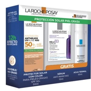 Kit Anthelios Uvmune 400 Crema-Gel Oil Control Color+ Mini Mela B3 + Agua Termal